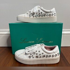 Lauren Lorraine Pam White Bedazzled Sneaker